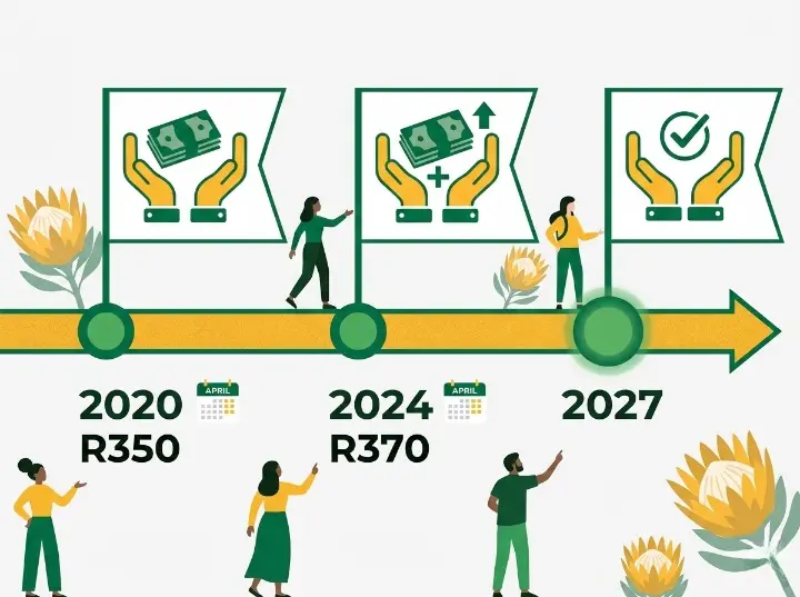 SASSA launched the SRD grant in May 2020 during the COVID 19 pandemic. At the time it was R350 per month. It was meant to be temporary. But because unemployment stayed high, the government kept extending it. In April 2024, the amount went up to R370. As of the 2026 budget, it has been extended to March 2027 with R36.4 billion set aside to keep paying it.