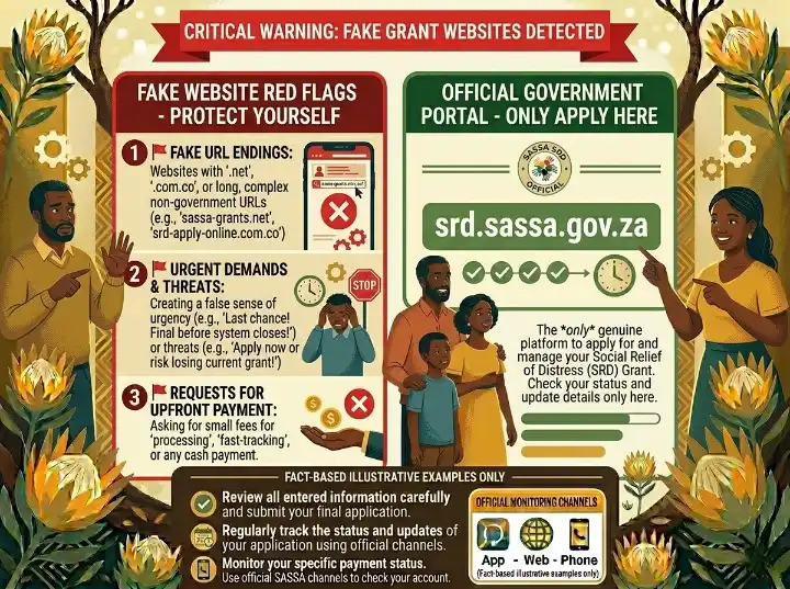 There are dozens of websites that look like the official SASSA portal. Some copy the layout almost exactly. They exist to collect your personal details or charge you for something that is completely free.