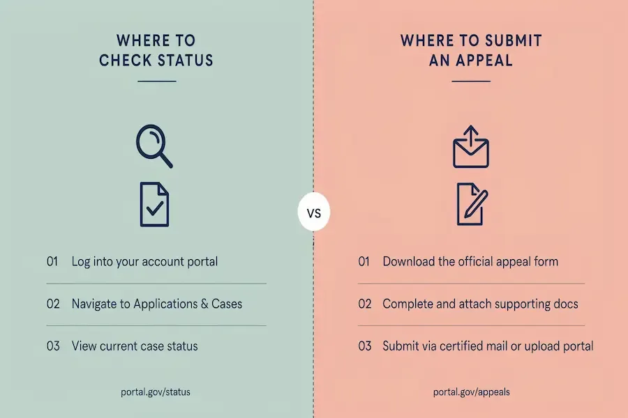 SASSA handles your status check. DSD handles your appeal. They are two separate portals.